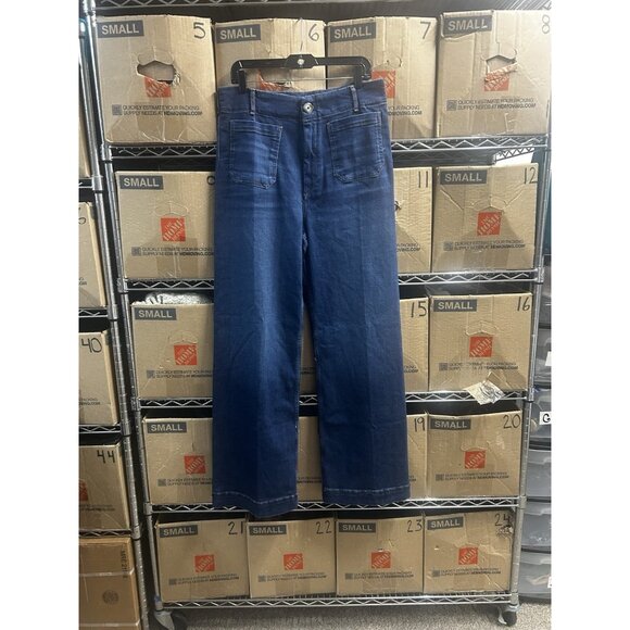 Maeve Anthropologie JeanS Women 32 TALL Colette High Rise Wide Leg Dark Denim - Picture 3 of 16